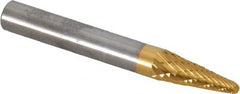 SGS Pro - 1/4" Cut Diam, 1/4" Shank Diam, Taper Head Double Cut Burr - Carbide, Radius End, 5/8" LOC, 2" OAL - Exact Tooling