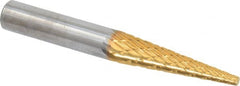 SGS Pro - 1/4" Cut Diam, 1/4" Shank Diam, Cone Head Double Cut Burr - Carbide, Point End, 1" LOC, 2" OAL - Exact Tooling