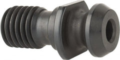 Parlec - A Style, CAT40 Taper, 5/8-11 Thread, 45° Angle Radius, Standard Retention Knob - 1.68" OAL, 0.74" Knob Diam, 0.12" Flange Thickness, 0.64" from Knob to Flange, 0.635" Pilot Diam, 9/32" Coolant Hole, Through Coolant - Exact Tooling