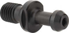 Parlec - C Style, CAT40 Taper, 5/8-11 Thread, 45° Angle Radius, Standard Retention Knob - 2.3" OAL, 0.588" Knob Diam, 0.24" Flange Thickness, 0.988" from Knob to Flange, 0.635" Pilot Diam, 0.197" Coolant Hole, Through Coolant - Exact Tooling