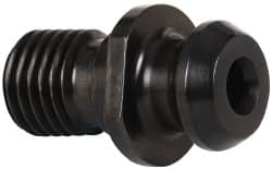 Parlec - A Style, CAT50 Taper, 1-8 Thread, 45° Angle Radius, Standard Retention Knob - 2.3" OAL, 1.14" Knob Diam, 0.2" Flange Thickness, 1" from Knob to Flange, 1.026" Pilot Diam, 0.39" Coolant Hole, Through Coolant - Exact Tooling