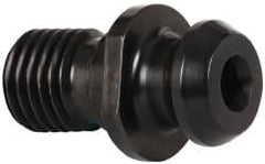 Parlec - A Style, CAT50 Taper, 1-8 Thread, 45° Angle Radius, Standard Retention Knob - 2.3" OAL, 1.14" Knob Diam, 0.2" Flange Thickness, 1" from Knob to Flange, 1.026" Pilot Diam, 0.39" Coolant Hole, Through Coolant - Exact Tooling