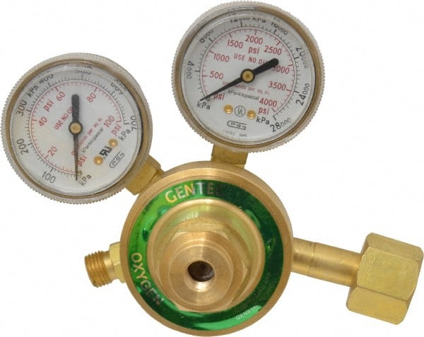 Value Collection - 4,000 CFH Flow Range, 540 CGA Inlet Connection, Female Fitting, 80 Max psi, Oxygen Welding Regulator - 9/16-18 Thread, 80 Max psi Outlet, Right Hand Rotation - Exact Tooling