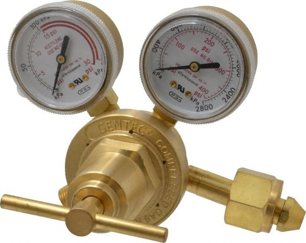 Value Collection - 1,200 CFH Flow Range, 300 CGA Inlet Connection, Female Fitting, 15 Max psi, Acetylene Welding Regulator - 9/16-18 Thread, 15 Max psi Outlet, Left Hand Rotation - Exact Tooling