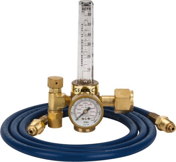 Value Collection - 0 to 60 SCFM Flow Range, 320 CGA Inlet Connection, Male Fitting, 4,000 Max psi, Carbon Dioxide Welding Regulator - 5/8-18 Thread, Right Hand Rotation - Exact Tooling
