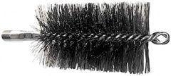 Schaefer Brush - 4-1/2" Brush Length, 4-3/4" Diam, Double Stem, Double Spiral Tube Brush - 7-1/4" Long, Stainless Steel, 1/4" NPSM Male Connection - Exact Tooling