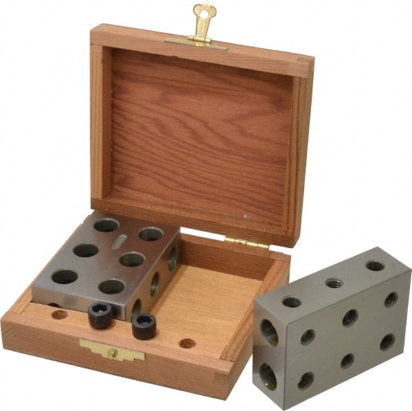 SPI - 0.0001 Squareness Per Inch, Hardened Steel, 1-2-3 Block Setup Block - 0.0002 Inch Overall Tolerance, 5/16 - 18 Inch Tapped Hole Size, 55-60 Rc Hardness, Sold As Matched Pair - Exact Tooling