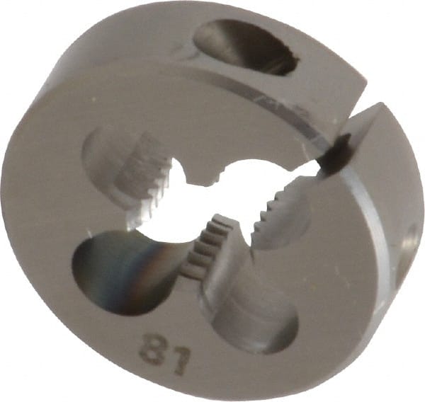 OSG - 1/4-28 UNF Thread, 13/16" Outside Diam High Speed Steel Round Die - 1/4" Thick, Right Hand Thread, Adjustable - Exact Tooling