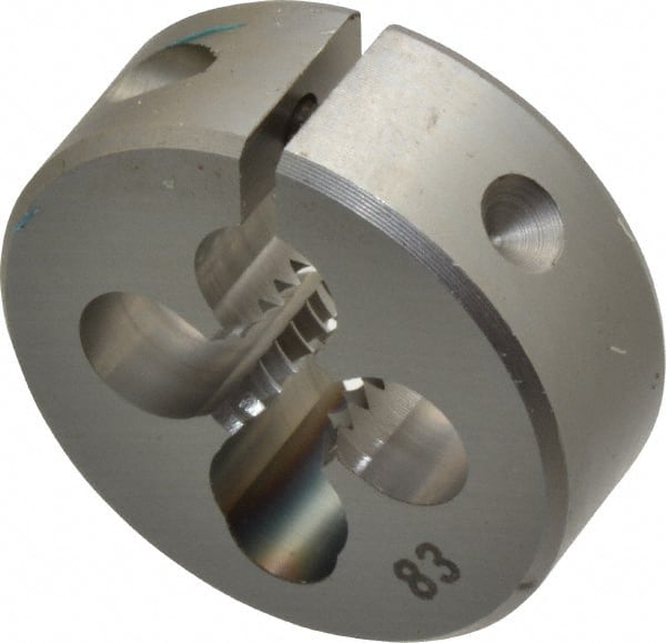 OSG - 1/4-20 UNC Thread, 1" Outside Diam High Speed Steel Round Die - 3/8" Thick, Right Hand Thread, Adjustable - Exact Tooling