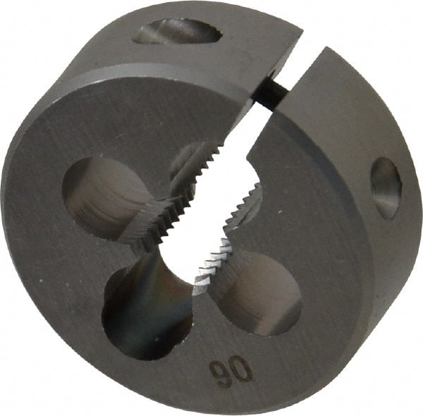 OSG - 1/4-28 UNF Thread, 1" Outside Diam High Speed Steel Round Die - 3/8" Thick, Right Hand Thread, Adjustable - Exact Tooling