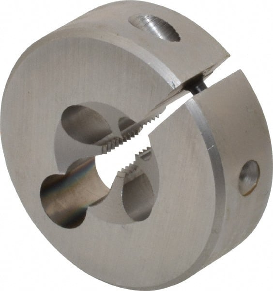 OSG - 1/4-28 UNF Thread, 1-1/2" Outside Diam High Speed Steel Round Die - 1/2" Thick, Right Hand Thread, Adjustable - Exact Tooling