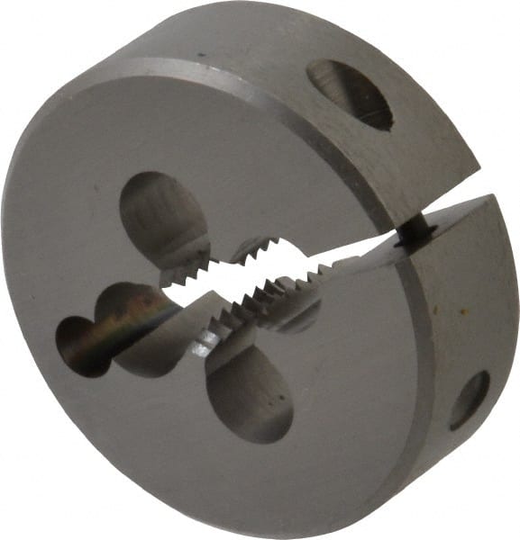 OSG - 5/16-18 UNC Thread, 1-1/2" Outside Diam High Speed Steel Round Die - 1/2" Thick, Right Hand Thread, Adjustable - Exact Tooling