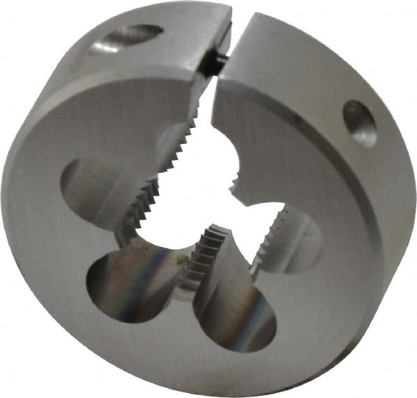 OSG - 9/16-18 UNF Thread, 1-1/2" Outside Diam High Speed Steel Round Die - 1/2" Thick, Right Hand Thread, Adjustable - Exact Tooling