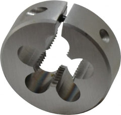 OSG - 9/16-18 UNF Thread, 1-1/2" Outside Diam High Speed Steel Round Die - 1/2" Thick, Right Hand Thread, Adjustable - Exact Tooling