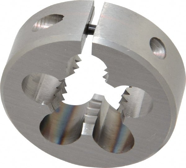 OSG - 5/8-11 UNC Thread, 1-1/2" Outside Diam High Speed Steel Round Die - 1/2" Thick, Right Hand Thread, Adjustable - Exact Tooling