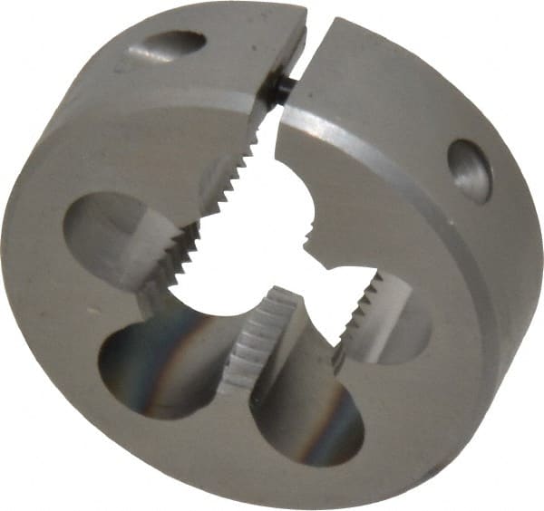 OSG - 5/8-18 UNF Thread, 1-1/2" Outside Diam High Speed Steel Round Die - 1/2" Thick, Right Hand Thread, Adjustable - Exact Tooling
