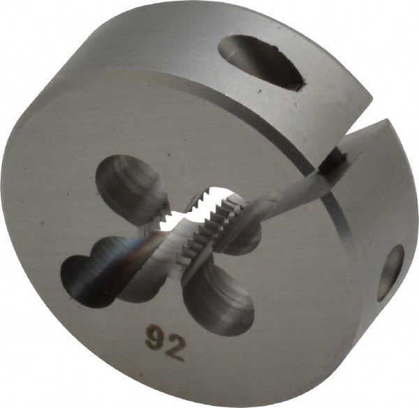 OSG - #10-32 UNF Thread, 1" Outside Diam High Speed Steel Round Die - 3/8" Thick, Right Hand Thread, Adjustable - Exact Tooling