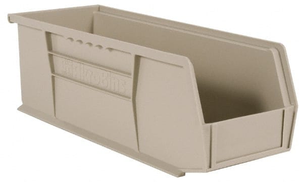 Akro-Mils - 50 Lb. Load Capacity, 14-3/4" Deep, Gray Polymer Hopper Stacking Bin - 5" High x 5-1/2" Wide x 14-3/4" Long - Exact Tooling