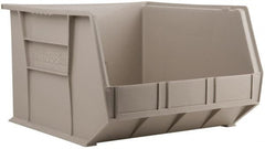 Akro-Mils - 75 Lb. Load Capacity, 18" Deep, Gray Polymer Hopper Stacking Bin - 11" High x 16-1/2" Wide x 18" Long - Exact Tooling