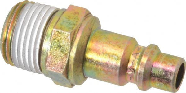 Prevost - 1/2 Male NPT Industrial Pneumatic Hose Connector - Zinc-Plated Nitrited Steel, 3/8" Body Diam - Exact Tooling