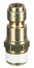 Prevost - 1/4 Male NPT Tru-Flate Automotive Pneumatic Hose Connector - Zinc-Plated Nitrited Steel, 3/8" Body Diam - Exact Tooling