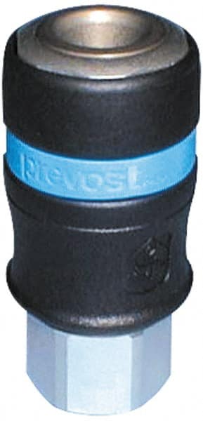 Prevost - 3/8 Female NPT Industrial Pneumatic Hose Safety Coupler - Composite, 1/2" Body Diam - Exact Tooling