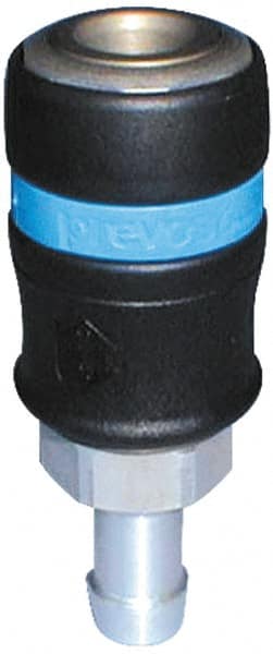 Prevost - Hose Barb Industrial Pneumatic Hose Safety Coupler - Fiber Glass, 1/2" Body Diam, 3/8" Hose ID - Exact Tooling