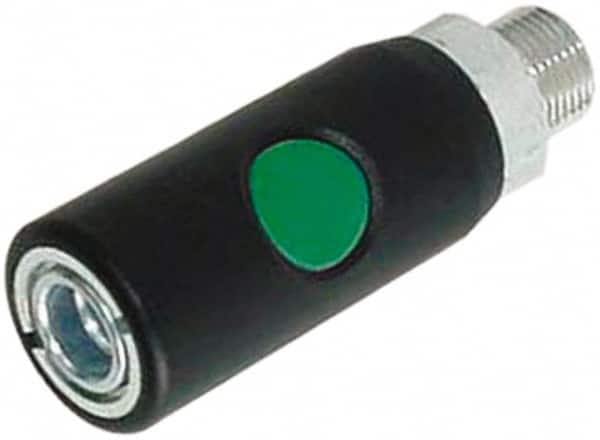 Prevost - 1/2 Male NPT European High Flow Pneumatic Hose Safety Coupler - Composite, 7.2mm Body Diam - Exact Tooling