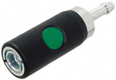 Prevost - Hose Barb European High Flow Pneumatic Hose Safety Coupler - Composite, 7.2mm Body Diam, 1/2" Hose ID - Exact Tooling