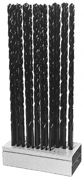 Interstate - 1/8 to 1/2", 118° Point, Oxide Finish, High Speed Steel Aircraft Extension Length Drill Bit Set - Exact Tooling