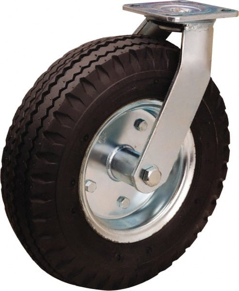 Hamilton - 12" Diam, Rubber Swivel Caster - 500 Lb Capacity, Top Plate Mount, 4" x 4-1/2" Plate, Precision Ball Bearing - Exact Tooling