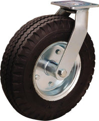 Hamilton - 12" Diam, Rubber Swivel Caster - 500 Lb Capacity, Top Plate Mount, 4" x 4-1/2" Plate, Precision Ball Bearing - Exact Tooling