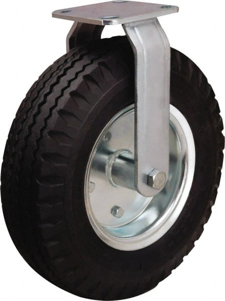 Hamilton - 12" Diam, Rubber Rigid Caster - 500 Lb Capacity, Top Plate Mount, 4" x 4-1/2" Plate, Precision Ball Bearing - Exact Tooling