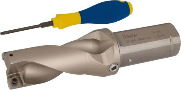 Iscar - 3" Max Drill Depth, 2xD, 1-1/2" Diam, Indexable Insert Drill - 2 Inserts, 1-1/2" Shank Diam, Straight Shank - Exact Tooling