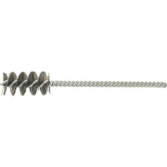 Brush Research Mfg. - 2" Diam Helical Stainless Steel Tube Brush - Single Spiral, 0.012" Filament Diam, 3" Brush Length, 8" OAL, 0.292" Diam Galvanized Steel Shank - Exact Tooling