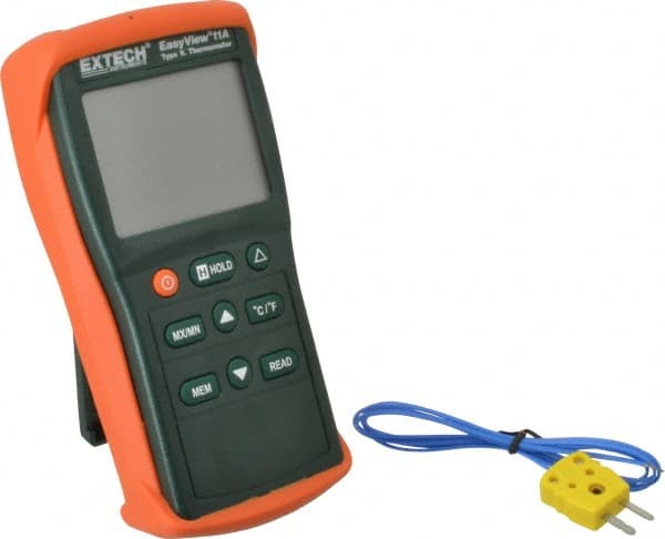 Extech - -58 to 1,999°F EasyView Single Input Thermometer - Dual Digital Display, K Thermocouple Sensor, Battery Power - Exact Tooling