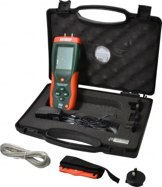 Extech - 5 Max psi, +/-0.3% FS% Accuracy, Differential Pressure Manometer - 5 Maximum PSI, 138.3 Inch Water Column - Exact Tooling