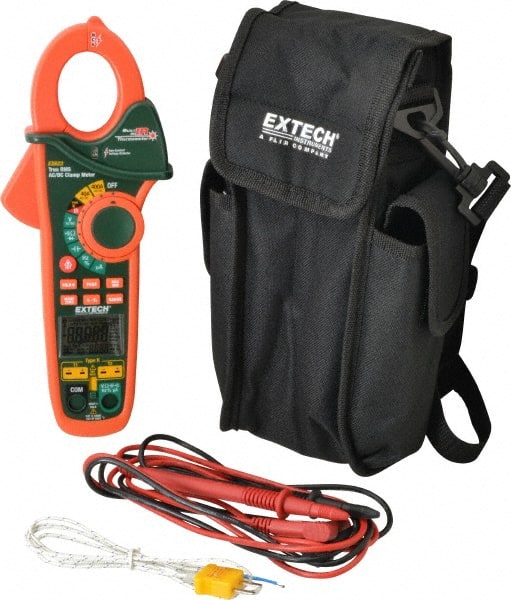 Extech - EX623, CAT III, Digital True RMS Auto Ranging Clamp Meter with 1-1/4" Clamp On Jaws - 600 VAC/VDC, 400 AC/DC Amps, Measures Voltage, Capacitance, Current, Frequency, Resistance, Temperature - Exact Tooling