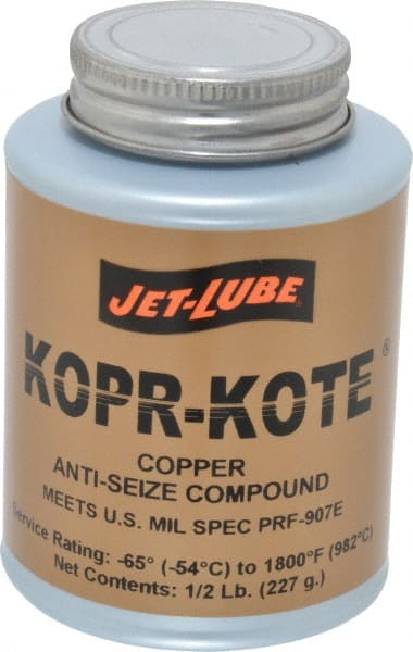 Jet-Lube - 0.5 Lb Can High Temperature Anti-Seize Lubricant - Copper/Graphite, -65 to 1,800°F, Copper/Bronze, Food Grade, Water Resistant - Exact Tooling