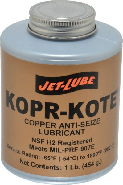 Jet-Lube - 1 Lb Can High Temperature Anti-Seize Lubricant - Copper/Graphite, -65 to 1,800°F, Copper/Bronze, Food Grade, Water Resistant - Exact Tooling