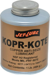 Jet-Lube - 1 Lb Can High Temperature Anti-Seize Lubricant - Copper/Graphite, -65 to 1,800°F, Copper/Bronze, Food Grade, Water Resistant - Exact Tooling