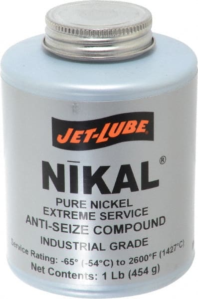 Jet-Lube - 1 Lb Can High Temperature Anti-Seize Lubricant - Nickel, -65 to 2,600°F, Silver Gray, Water Resistant - Exact Tooling