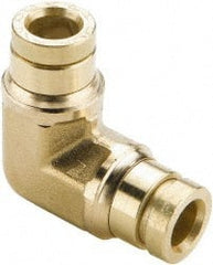 Parker - 5/32" Outside Diam, Brass Push-to-Connect Tube Union Elbow - 250 Max psi, Tube to Tube Connection, Buna-N O-Ring - Exact Tooling