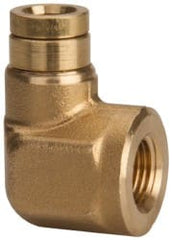 Parker - 1/4" Outside Diam, 1/4 NPTF, Brass Push-to-Connect Tube Female Elbow - 250 Max psi, Tube to Female NPT Connection, Buna-N O-Ring - Exact Tooling
