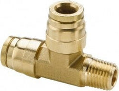Parker - 5/32" Outside Diam, 1/8 NPT, Brass Push-to-Connect Tube Male Run Tee - 250 Max psi, Tube to Male NPT Connection, Buna-N O-Ring - Exact Tooling