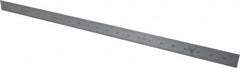 PEC Tools - 24" Long, 1/100, 1/10" and 0.5, 1mm Graduation, Rigid Steel Rule - Decimal/Metric Graduation Style, 1-1/8" Wide, Silver, Satin Chrome Finish - Exact Tooling