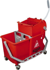 Unger - 16 Qt Plastic Double Pail - Red, Plastic Handle - Exact Tooling