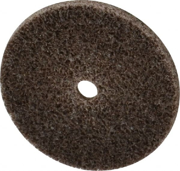 3M - 1-1/2" Diam, 1/8" Face Width, 3/16" Center Hole, Medium Grade, Aluminum Oxide Deburring Wheel - Unitized, Hard Density 7 Grade, 30,100 RPM - Exact Tooling