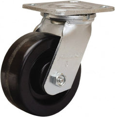 Hamilton - 5" Diam x 2" Wide x 6-1/2" OAH Top Plate Mount Swivel Caster - Phenolic, 900 Lb Capacity, Straight Roller Bearing, 4 x 4-1/2" Plate - Exact Tooling