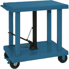 Wesco Industrial Products - 2,000 Lb Capacity Manual Hydraulic Post Lift Table - 37" to 59" Lift Height, 48" Platform Length x 32" Platform Width - Exact Tooling